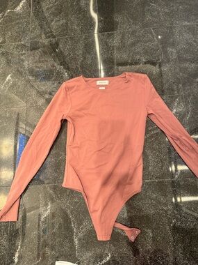 Aritzia Babaton Long-Sleeve Bodysuit in Dusty Rose